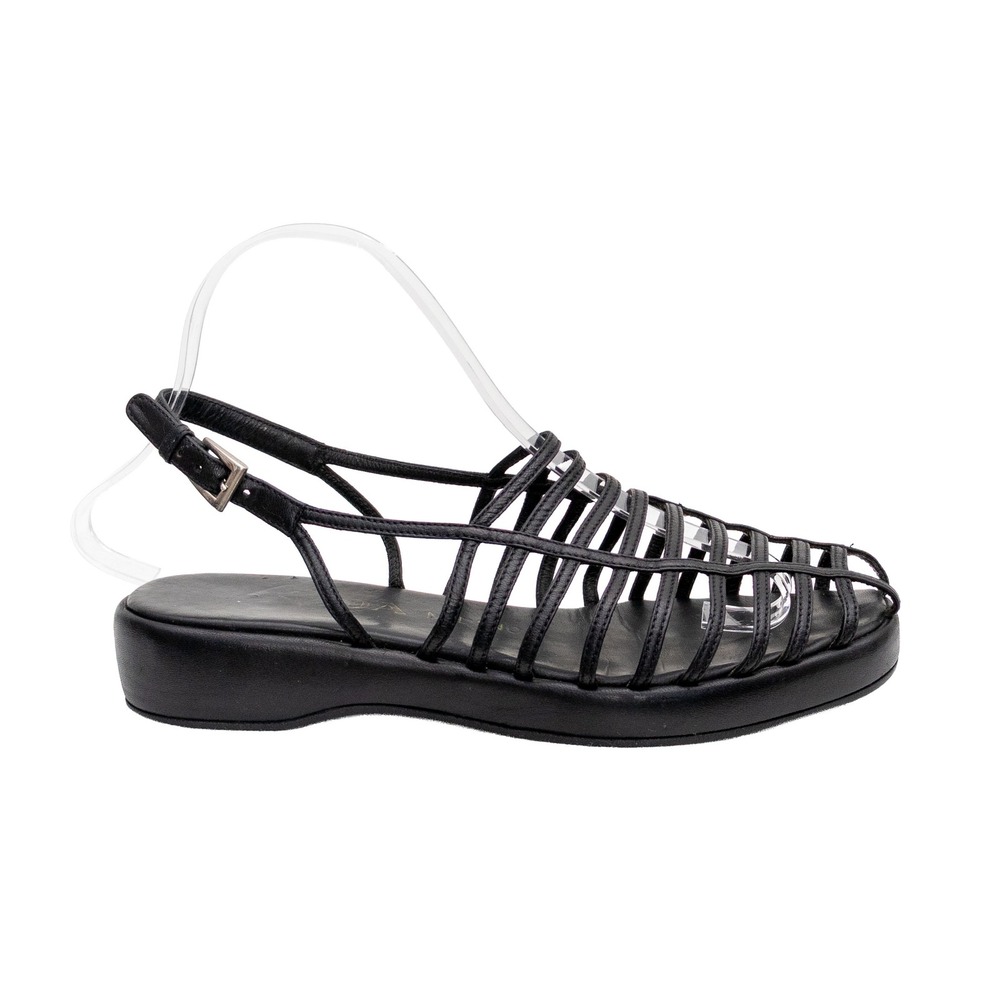 Prada Black Leather Cage Strappy Platform Sandals Women's US 7.5 EU 38 Italy - Picture 6 of 11